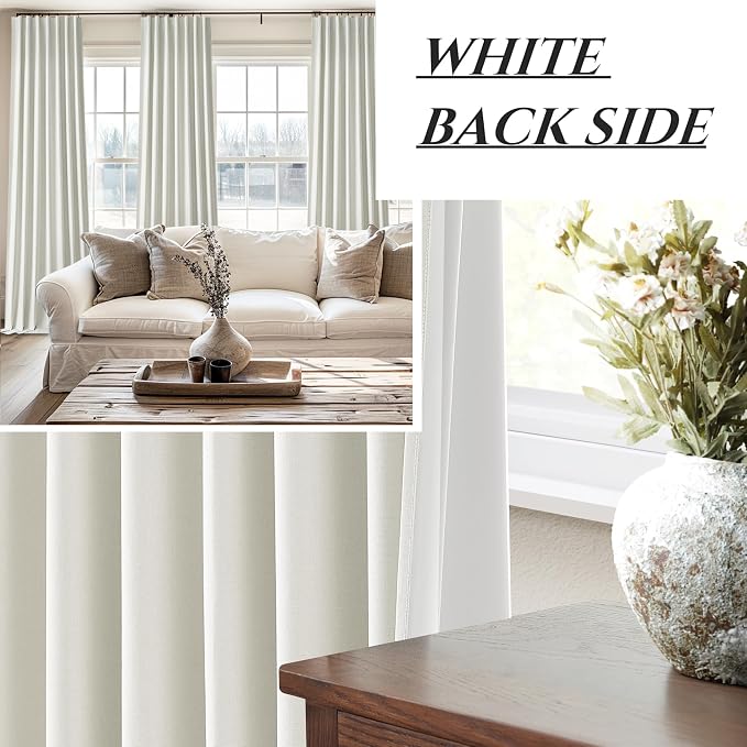 QJmydeco Pleated Curtains with Pin Hooks Linen Kitchen 45 Inch Length 2 Panels - Image 6