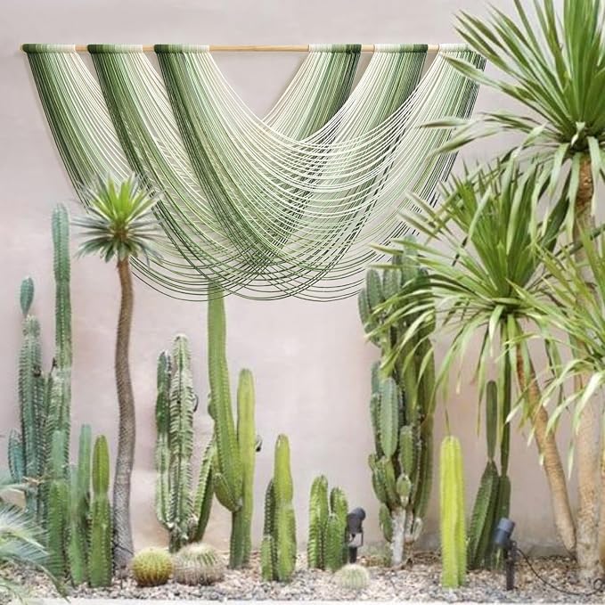 Macrame Wall Hanging Large Dip Dyed Boho Green Wall Art Decor 57"W*31"L | - Image 4