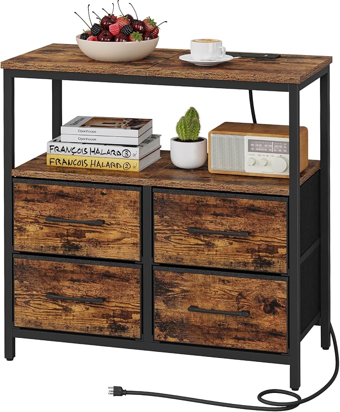 TUTOTAK Large Night Stand with Charging Station | Bedside Table with USB and by ChoosetutotakFurnitureBuildYourCozyHome