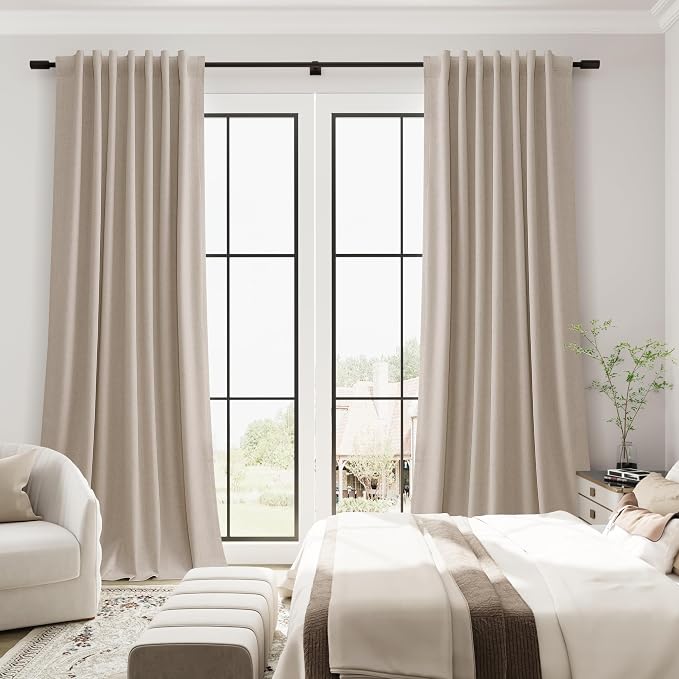 100% Blackout Linen Curtains 90 Inches Long - Image 4