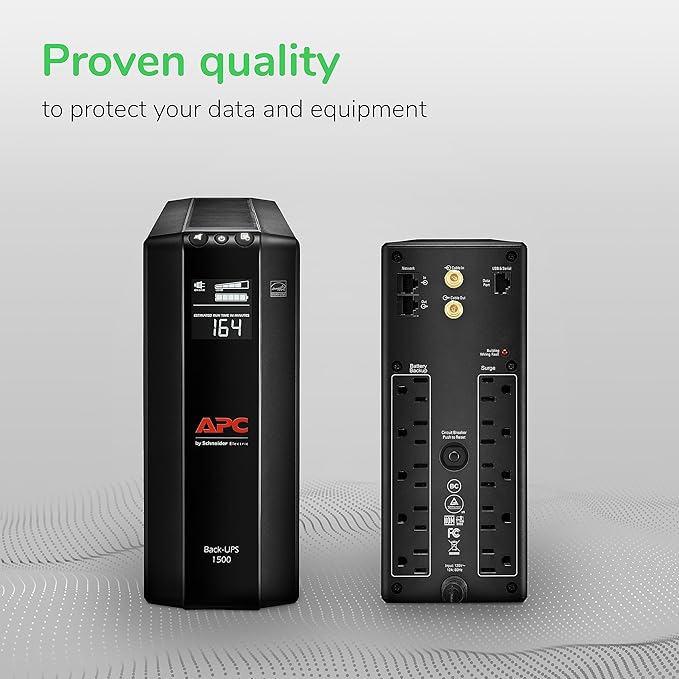 APC Back-UPS Pro 1500VA UPS Battery Backup & Surge Protector, BX1500M Backup Battery Power Supply