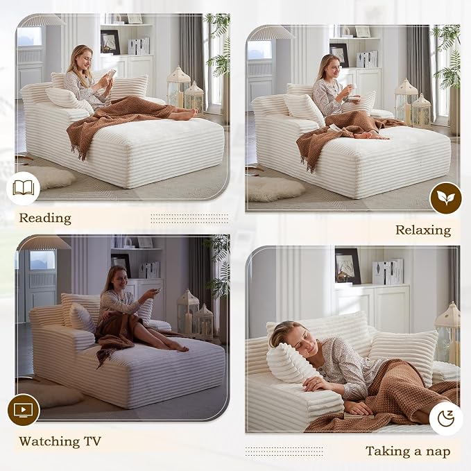 Oversized Chaise Lounge Chair Indoor, Comfy Fluffy Cloud Couch, Modern Deep - Image 5