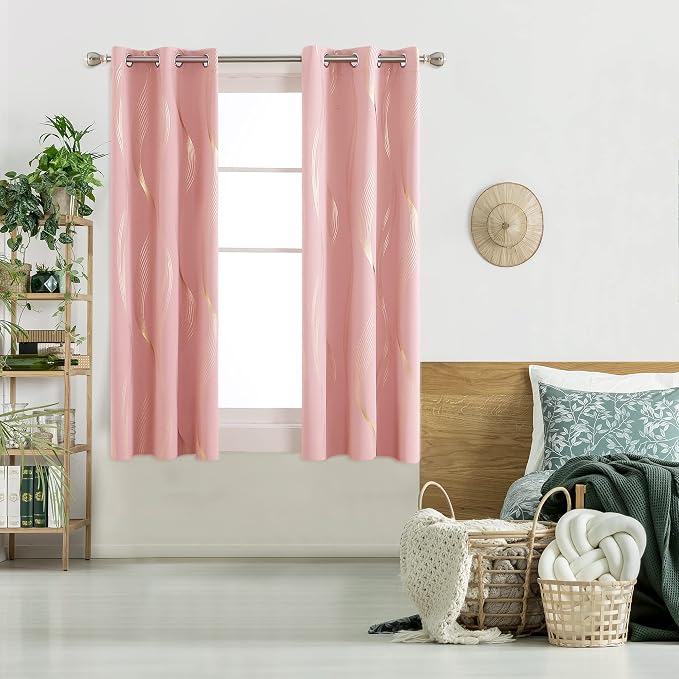 Deconovo Curtains for Living Room, Pattern Blackout Curtains 45 Inches Long | - Image 2