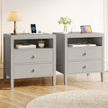 Huuger Grey Nightstand Set of 2, Night Stand by Huuger