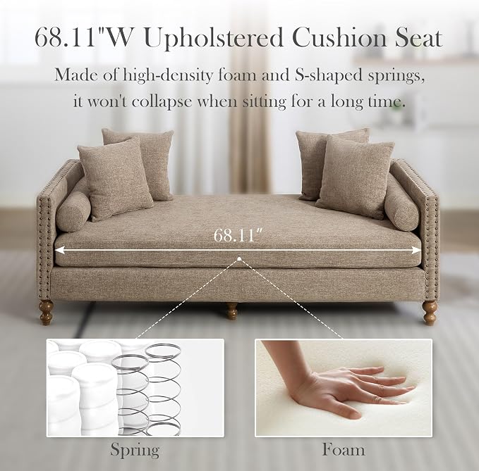 Aoiy & Wifon 75.2" W Mid Century Oversized Chaise Lounge Chair Indoor - Image 3