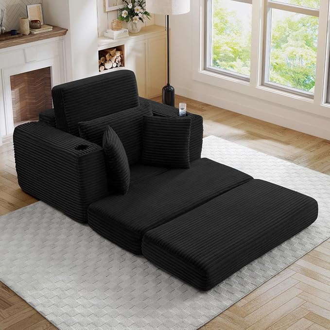 Oversized Chaise Lounge Chair Indoor, 52.4"W Corduroy Upholstered Fluffy Comfy - Image 7