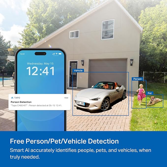 Tapo MagCam 4K Outdoor Wireless Security Camera – Battery Power with Solar Charging, Magnetic Mount, Person/Vehicle Detection, Subscription-Free Local or Optional Cloud, Works with Alexa, C460 KIT