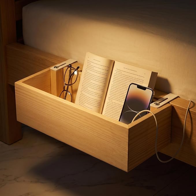 Bamboo Dorm Bedside Caddy Shelf - Image 3
