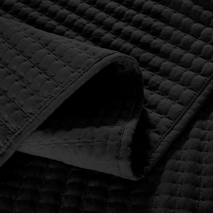 King Size Quilt-Lightweight Black Bedspreads King Quilt Bedding Set | Soft - Image 4
