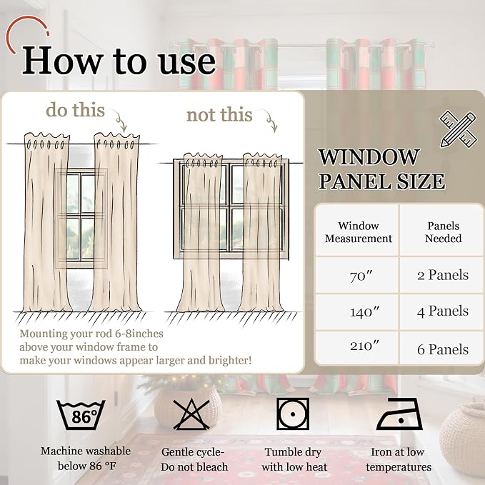Plaid Curtains Gingham Patterned - Image 9