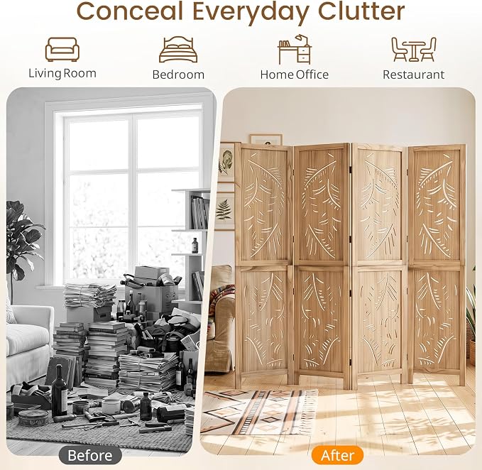 GIANTEX 4 Panel Boho Room Divider - Image 9