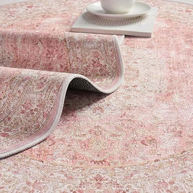 Latte&Fog 4ft Pink Round Area Rug - Image 7