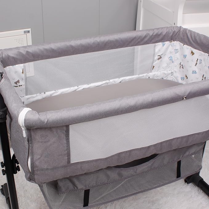 Belsden Pack of 3 Fitted Bassinet Sheet Set, Flexible Fit Various Bassinet, Adapts to Oval, Hourglasss and Rectangle Shaped Bassinet Pads, Cloudy Soft Washable Material, White & Grey & Light Grey