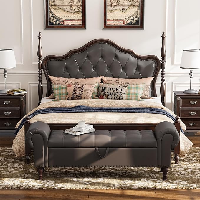 Apicizon 60" Bench with Storage, Upholstered Tufted Button Bedroom Bench with - Image 3