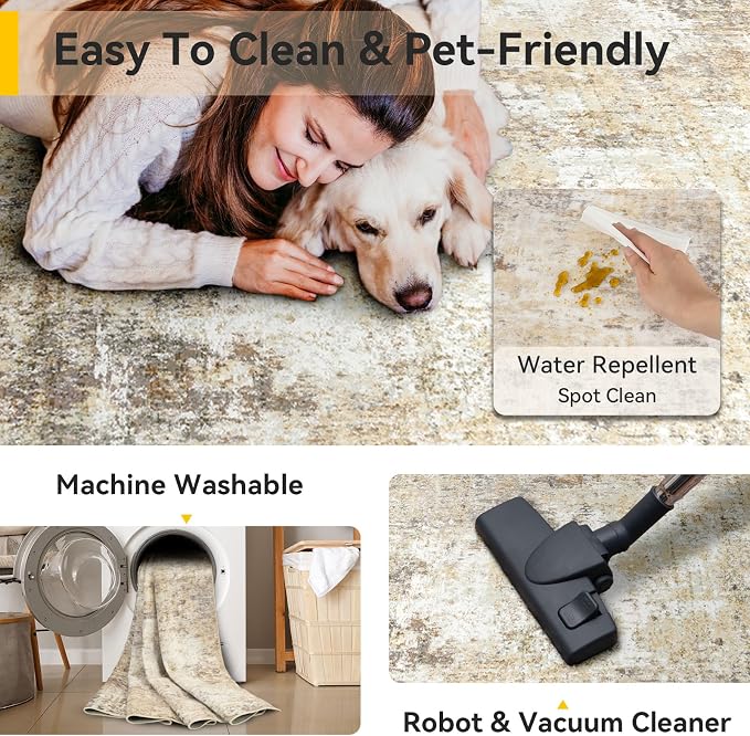 RELEANY Washable 4'x6' Abstract Area Rug - Image 6