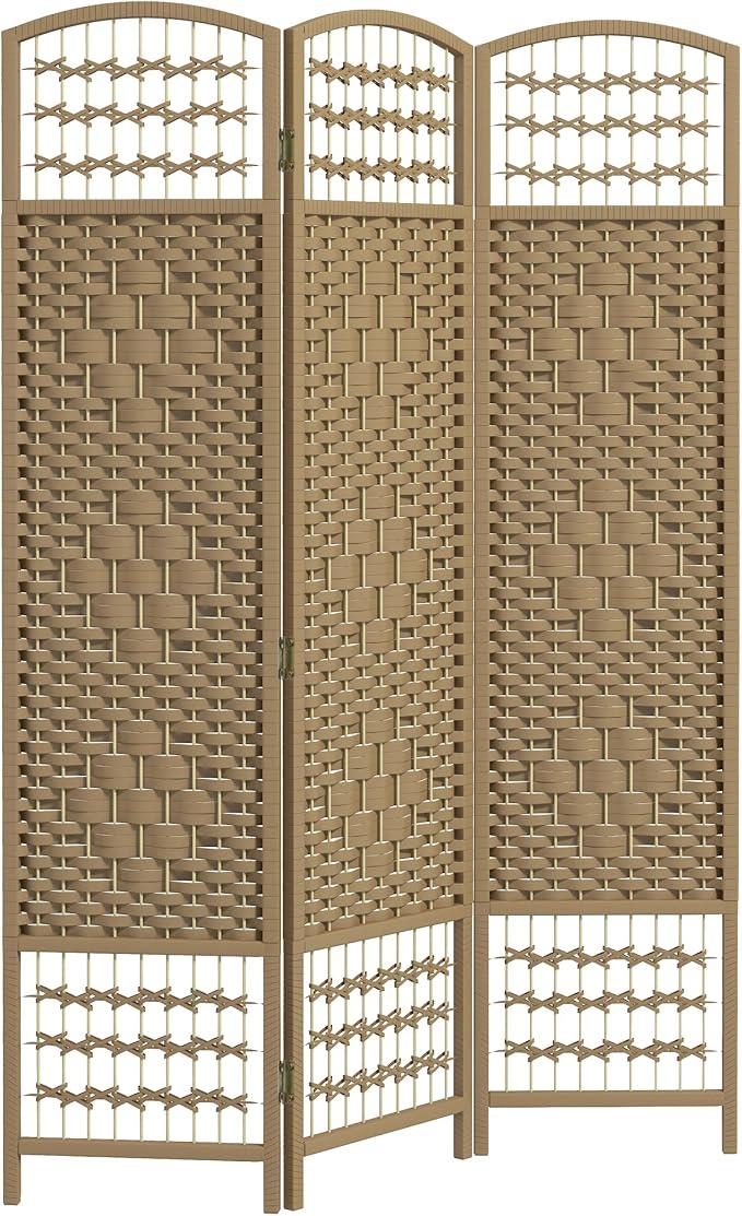 HOMCOM 3 Panel Room Divider, Folding Privacy Screen, Natural | Room Separator by HOMCOM