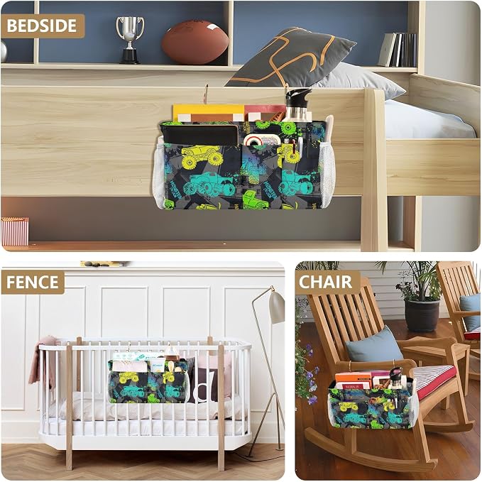 Monster Trucks tag8 Bedside Caddy Storage Bag Bedside Organizer - Image 8