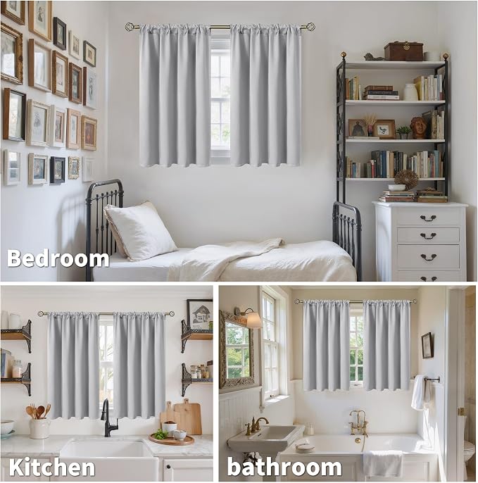 BGment Light Grey Blackout Curtains 45 Inch Length - Image 2