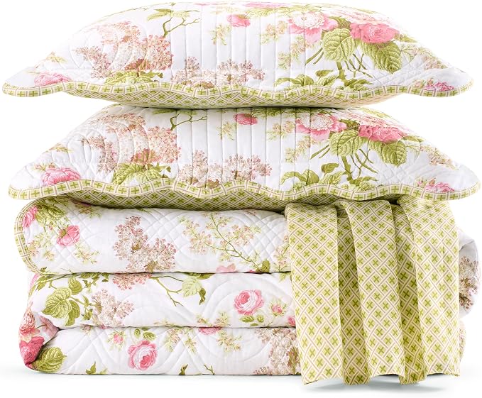 Waverly Emmas Garden Modern Farmhouse Floral 4-Piece Reversible Quilt Bedspread by Waverly