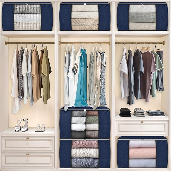 90L Clothes Storage, Foldable Thick Fabric Blanket Storage Bags | Foldable - Image 7