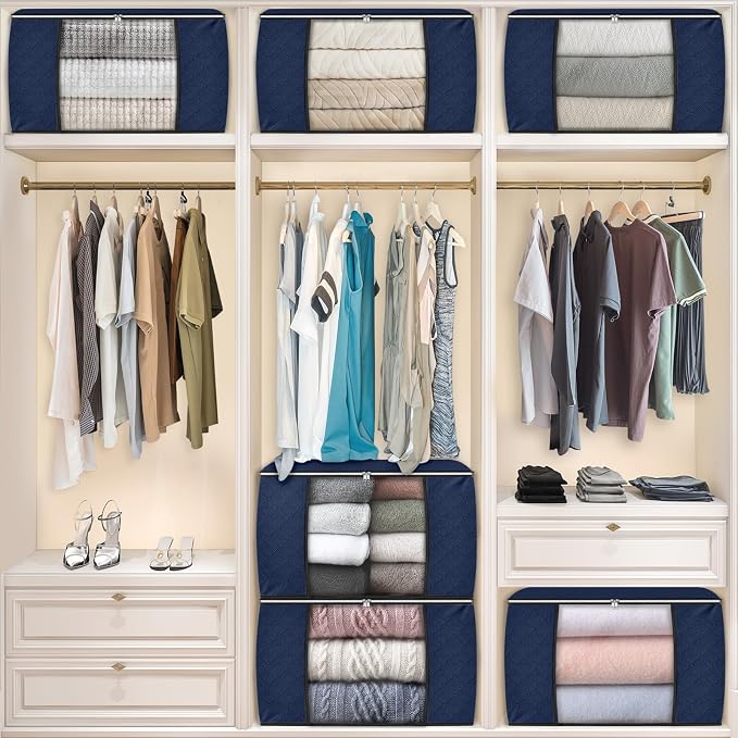 90L Clothes Storage, Foldable Thick Fabric Blanket Storage Bags | Foldable - Image 5