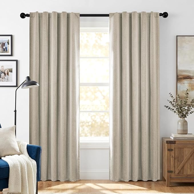 Deconovo Faux Linen 100% Blackout Curtains by Unknown