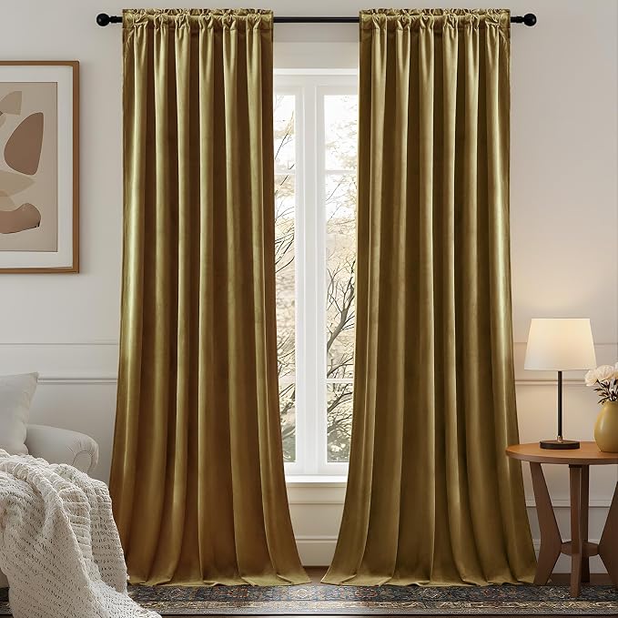 Gold Velvet Blackout Curtains 90 Inch - Image 9