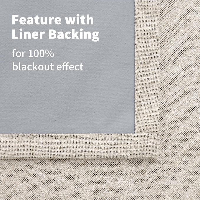 YoungsTex Beige Linen Blackout Curtains - Image 8