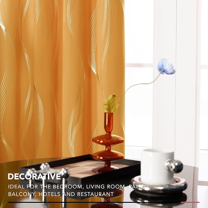 Deconovo Curtains for Living Room, Pattern Blackout Curtains 45 Inches Long | - Image 3