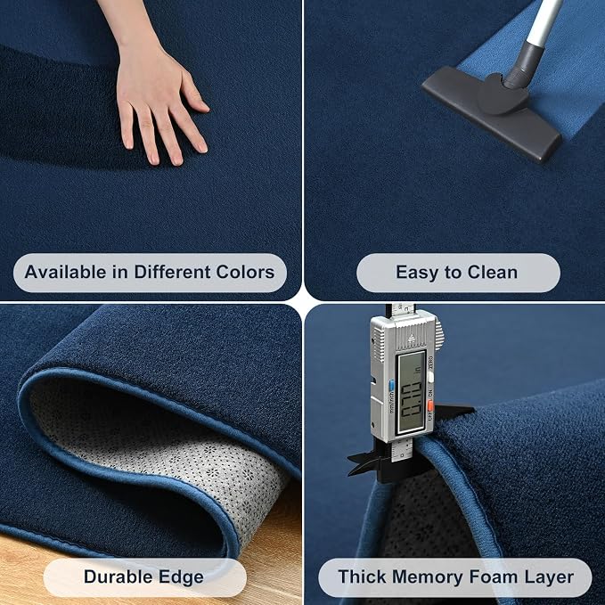 Navy Blue Area Rugs for Bedroom Living Room, 6x9 Memory Foam Rug | Thickened - Image 7