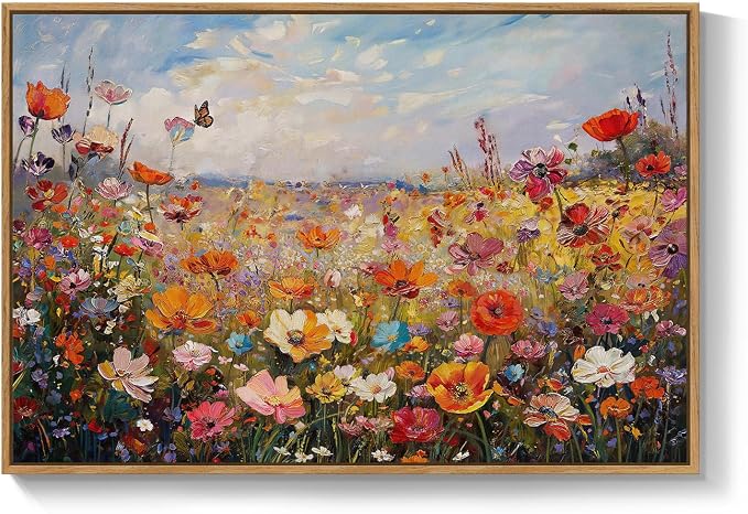 Framed Colorful Floral Botanical Wall Art, Flower Landscape Canvas Prints - Image 9