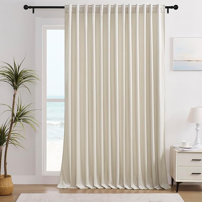 Timeper Cream Beige Velvet Curtain W104 x L84 inches 1 Panel, Thermal Insulated by Timeper