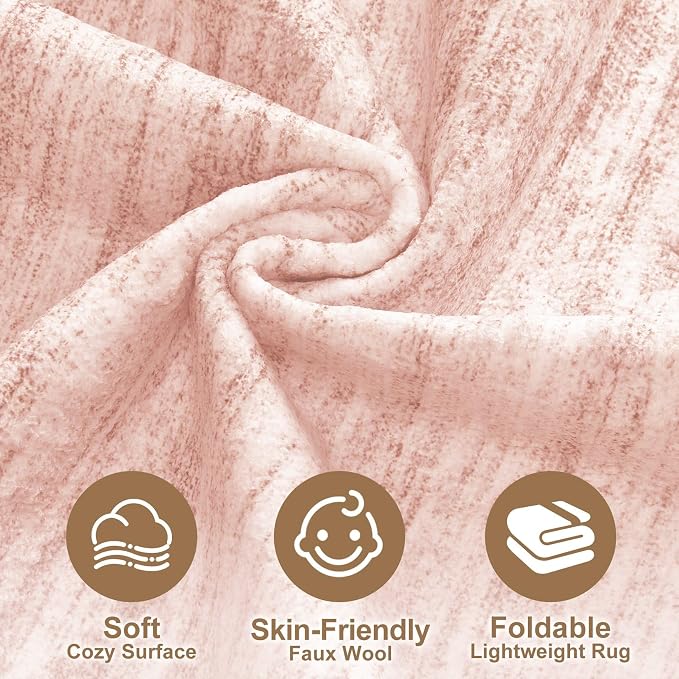 Nakagishi Boho 10x14 Area Rug Living Room Rugs Machine Washable Pink | Soft - Image 3