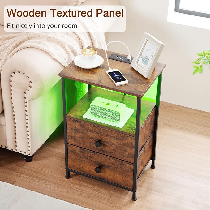 Nightstands Set of 2, LED Night Stand - Image 9