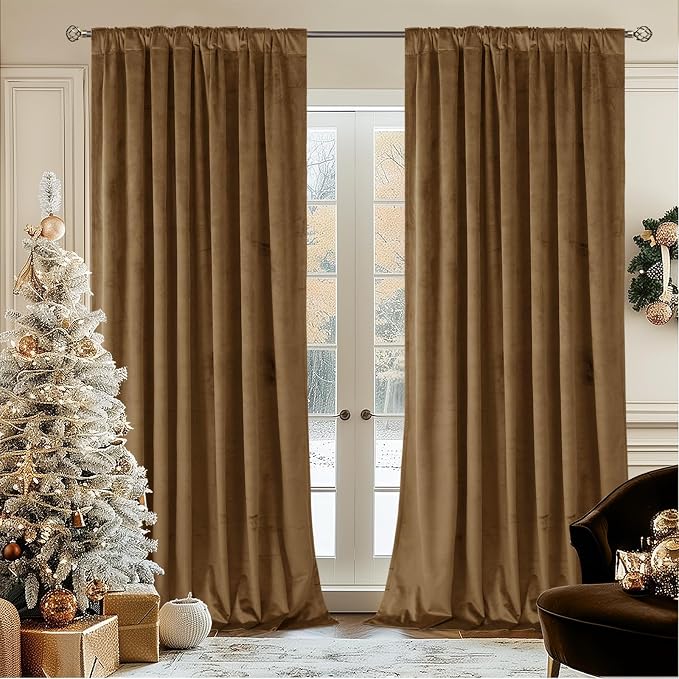 BGment Bronze Brown Velvet Blackout Living Room Curtains 84 Inches Long | Super - Image 2