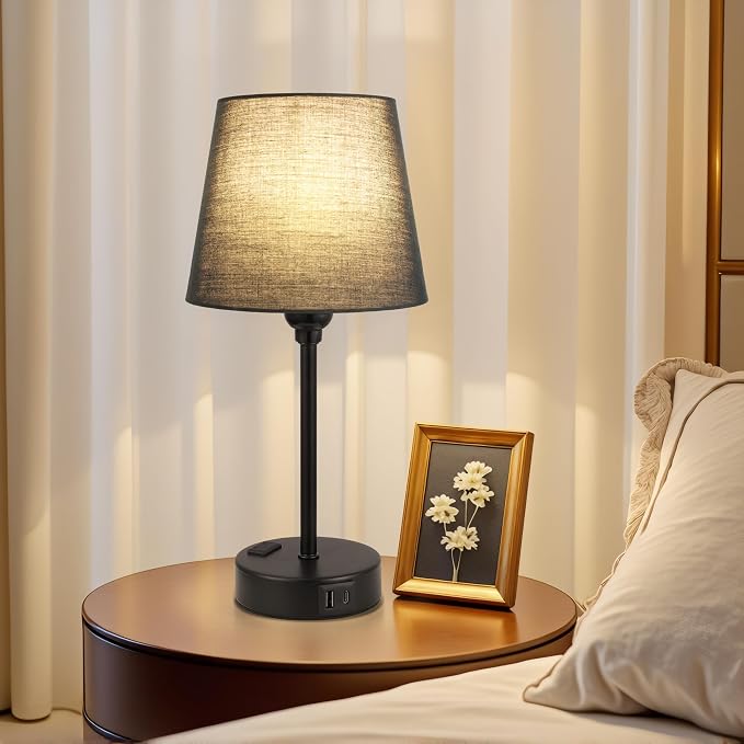 Black Bedside Lamps Set 2 for Bedroom - Image 8