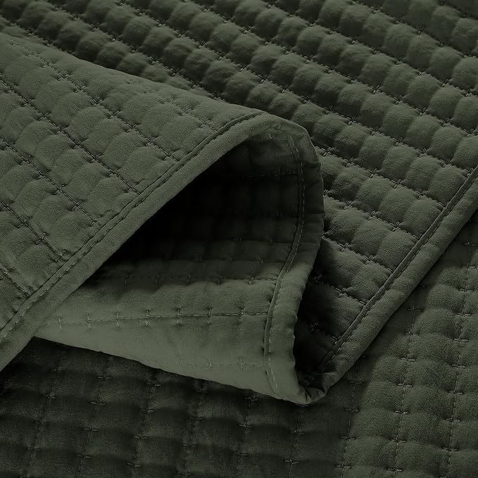 Queen Quilt-Lightweight Bedspreads Dark Green Queen Size Quilt Bedding Set | - Image 5