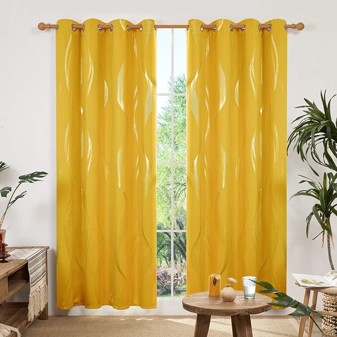 Deconovo Curtains for Living Room, Pattern Blackout Curtains 45 Inches Long | - Image 2