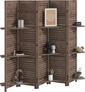 HOMCOM Room Divider 5 Panel 67" Tall Wood Privacy Screen Walnut | 3 Display by HOMCOM
