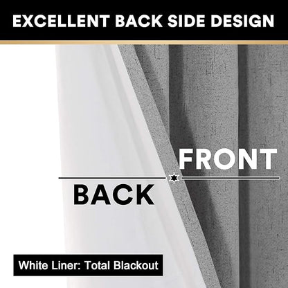 PrinceDeco 100% Blackout Curtains for Living Room Sliding Door Curtains Blackout Curtains 96 Inches Long Patio Curtains for Sliding Door Curtain,W100 X L96 Inch, Light Grey