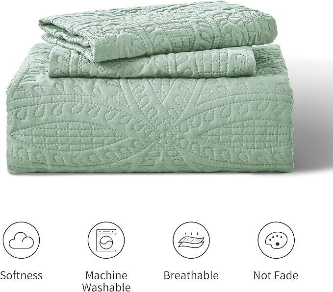 Love's cabin Quilts for Queen Bed Sage Bedspreads - Image 7