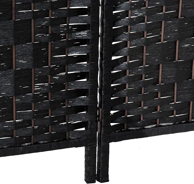 HOMCOM Room Divider 4-Panel, 6FT-Tall Folding Privacy Screen, Hand-Woven Design - Image 9