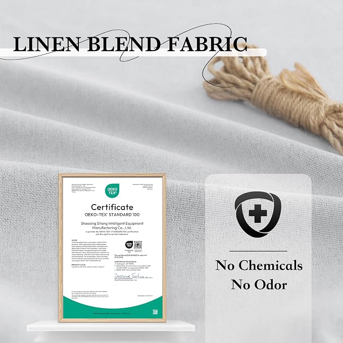 RYB HOME 100% Blackout Flax Linen Curtains 90 inches Long, Rod Pocket & Back - Image 5