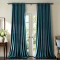 Luxury Peacock Blue Velvet Curtains 96 inches by PRIMROSE