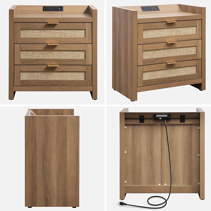 SICOTAS Rattan Night Stand Set of 2 : Bedside Table - Image 8