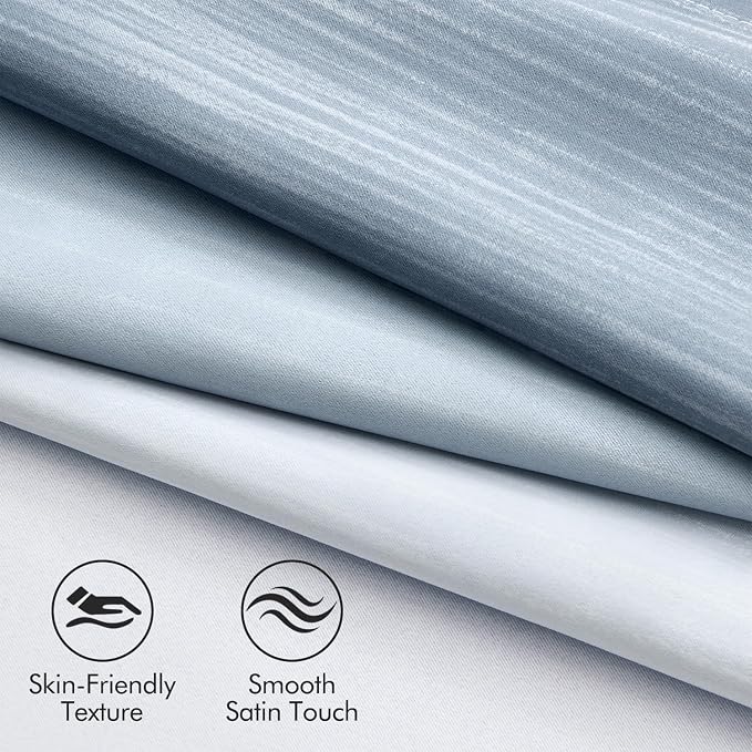 MIULEE Chambray Blue and Greyish White Ombre Blackout Curtains 52Wx96L | Full - Image 4