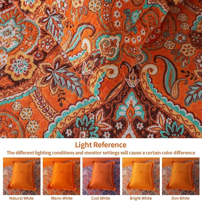 VAPUTAR 100% Cotton Face Quilts Queen Size, Queen Quilt Bedding Set | Bohemian - Image 5