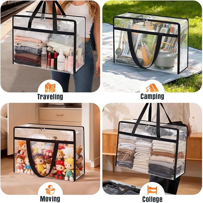 8 Packs 60L Clear Under Bed Storage Containers, Large Clothes Storage Bags | - Image 6