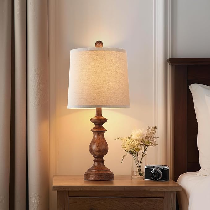 Traditional Table Lamp Set of 2, Rustic Farmhouse Table Lamps - Image 5