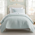 100% Cotton Cross Stitch Quilt Set, Seafoam Aqua | 100% Cotton, Elegant Cross by EVERGRACEHOME